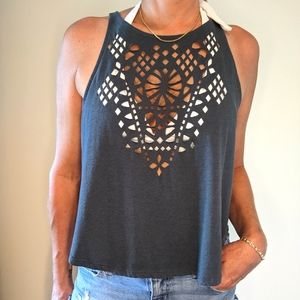 Roxy, cut out tank, Medium, slate blue color